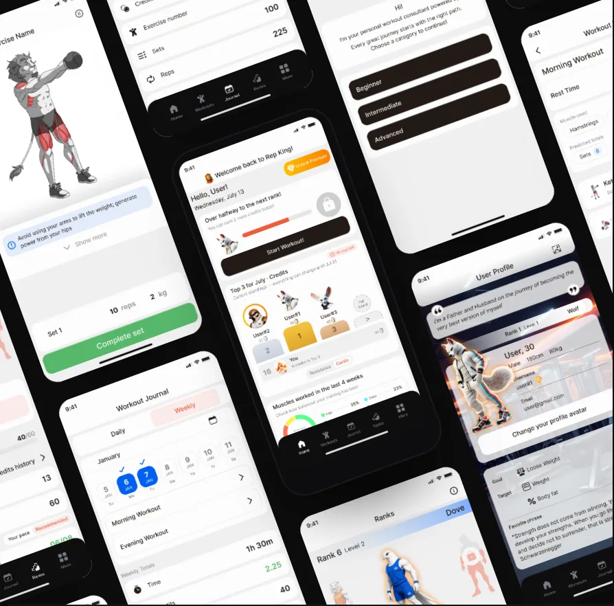 Rep King app screens